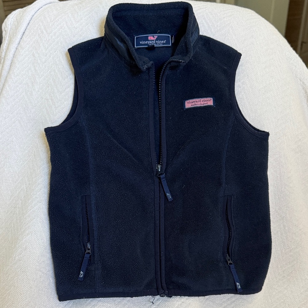 Vineyard Vines Kids Dark Blue Fleece Vest